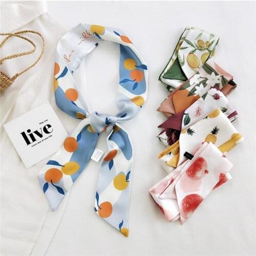 Thin Narrow Long Strip Neckerchief Skinny Bag Ribbons Headband Satin Head Scarf Small Silk Scarf Hat Bag Wrist Accessories Scarf