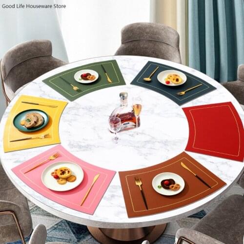 Fan-Shaped Round Table Placemat Nordic Ins Leather Pvc Table Mat Waterproof Heat Insulation Pad Custom Hotel Western Coaster