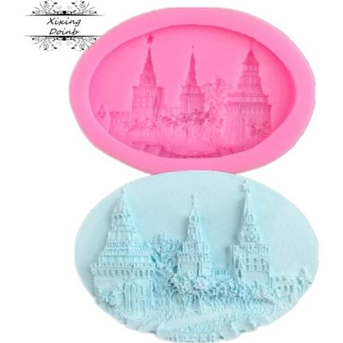 Xixing Beautiful house shape cake chocolate biscuit candy resin silica gel baking mold cake decoration tool gypsum mold
