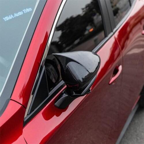 Lapetus Auto Styling Side Door Rearview Mirror Protection Cap Cover Trim Fit For Mazda 3 2019 2020 ABS Carbon Fiber Look