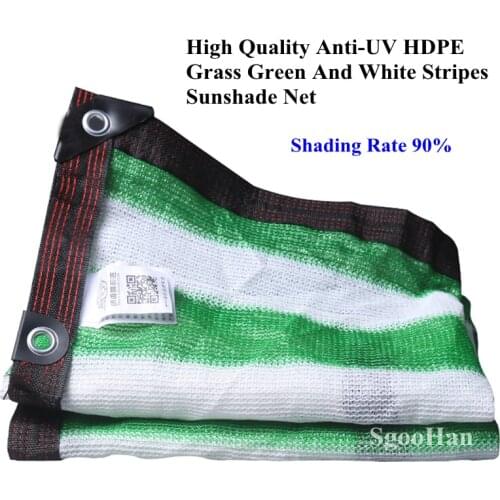 Grass Green-White Anti-UV HDPE Sunshade Net Swimming Pool Shade Cloth Sunblock Garden Succulent Plant Shelter Shading Net Awning
