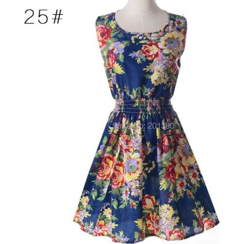 2019 Flower Women Summer Dress maxi Chiffon Sleeveless Print dresses vestido 25 colors 1138