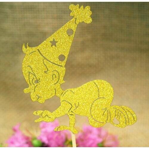 1pc Angel Happy Birthday Cake Flag Topper Gold Silver Flags For Wedding Birthday Party Cake Baking Decor Supplies