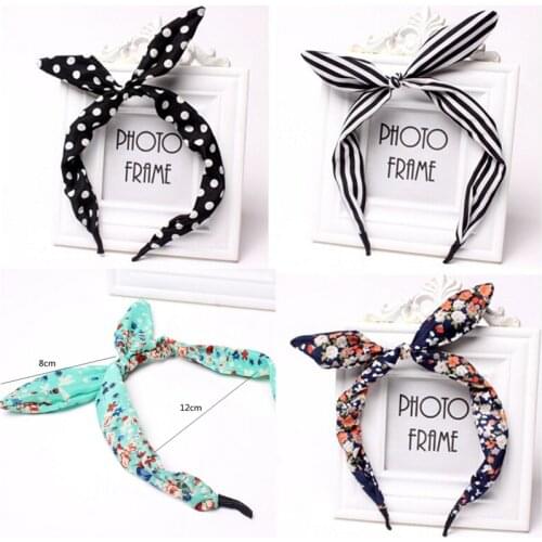 1PCS Fashion Floral Fabric Butterfly Bow Hair Hoop Rabbit Ears Headband Hair Band Women Girls Hairband Hair Accessories