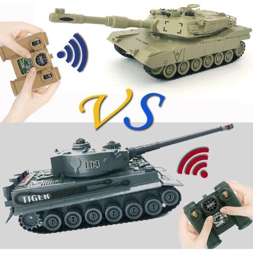 2.4G US M1A2 VS E Tiger War Tank 9CH Radio Control Tanks with Sound And Light,Double Battle Tank Fight For Kids Play Together