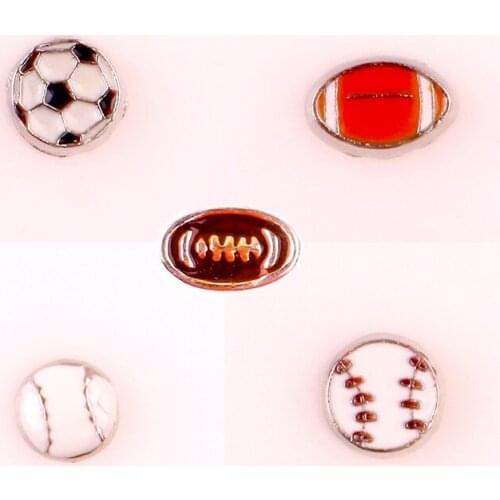 20Pcs/Lot Football Soccer Baseball Alloy Floating Charms Hand-made DIY for Glass Lockets