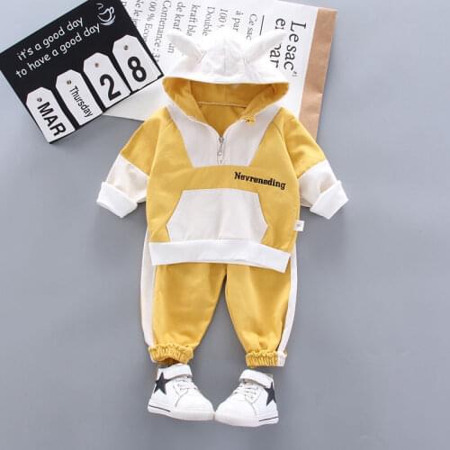 2020 Autumn Children Clothes suit Baby Boys Girls patchwork Hoodies Pants 2Pcs/Sets Kids Cotton Clothing Infant Tracksuits sets