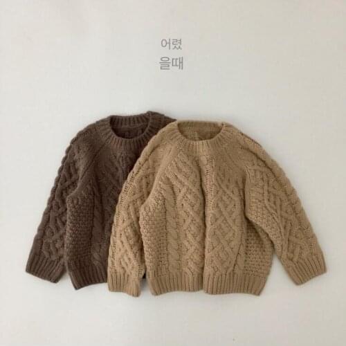 2020 New Arrival Girls Boys Thicken Knitted Sweaters Winter Full Sleeve Fashion Kids Pullover Sweater 1-6 Years QL978