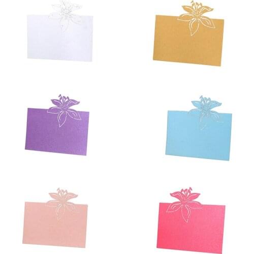 50pcs Hollow Flower Lace Name Place Cards Wedding Decoration Table Message Greeting Card Baby Shower Party Supplies