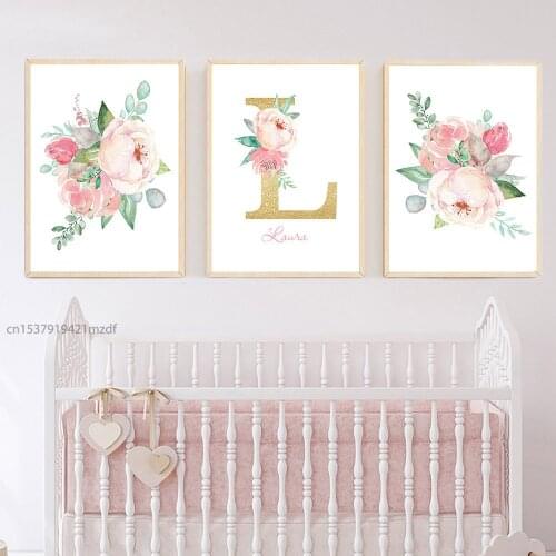 5D DIY Full Drill Diamond Painting Peony Flower Custom Name Diamond Mosaic Nordic Embroidery Cross Stitch Kits Baby Room Decor