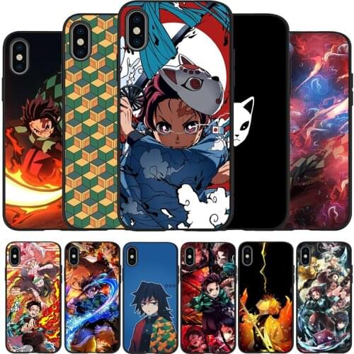 Anime Demon Slayer Kimetsu No Yaiba Black TPU Silicone Soft Phone Case For iPhone 11 12 Pro X XR XS MAX 5 6 7 8 Plus SE 2020