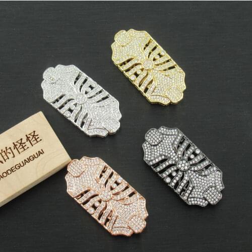 APDGG 25x56mm gold plated connector cubic zircon Micro Pave rectangle connector necklace bracelet pendant Jewelry DIY