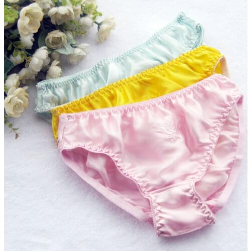 Free shipping 10pcs as 1 lot wholesale/100% mulberry silk panties, womens , exquisite embroidered triangle silk underwear