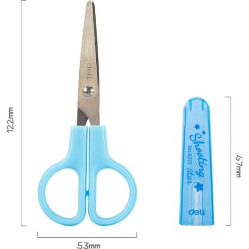 Colored Deli Stainless Steel Safe Scissors Home Children DIY Paper Cutter Knife School Office Stationery Cutting Tool Gift