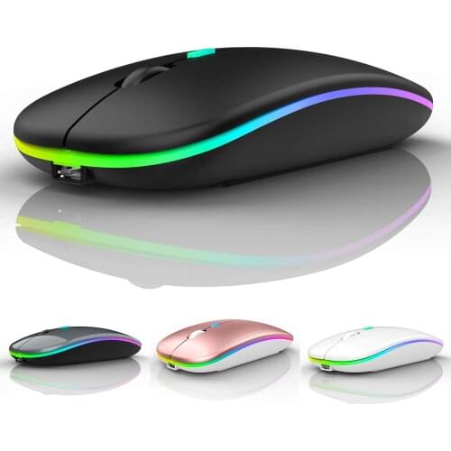 Bluetooth Wireless Mouse LED Mice For iPad Samsung Huawei Lenovo Android Windows Tablet Ergonomic Silent Rechargeable USB Mouse