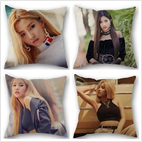 Custom KPOP (G)I-DLE Soyeon Cotton Linen Square Zippered Pillow Cover For Office Family DIY Your Picture 45*45cm Drop Shipping