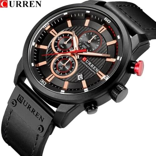 CURREN 2019 Luxury Brand Men Military Sport Watches Mens Quartz Clock Leather Strap Waterproof Date Wristwatch Reloj Man Gift