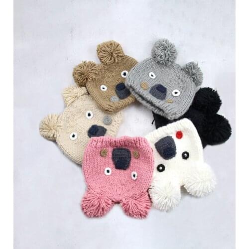 Children Girl Hat Winter Baby Boy Handmade Cap Toddler Knitted Hat WIth Pompom Kids Boys Soft Warm Beanie Girls Winter Hat Cap