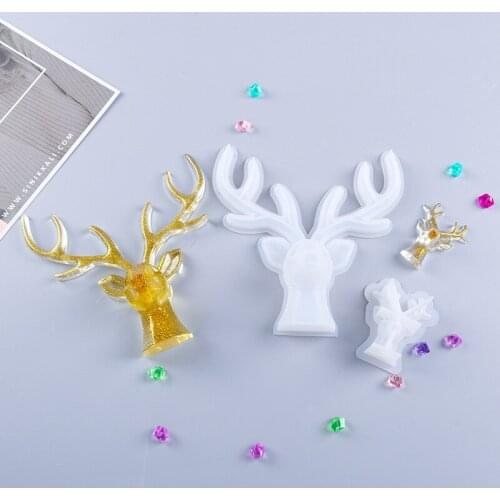 DIY Silicone Mold Handmade Antlers Resin Mirror Mold For Jewelry Neckalce Rings Display Stoarge Christmas Table Ornaments Molds