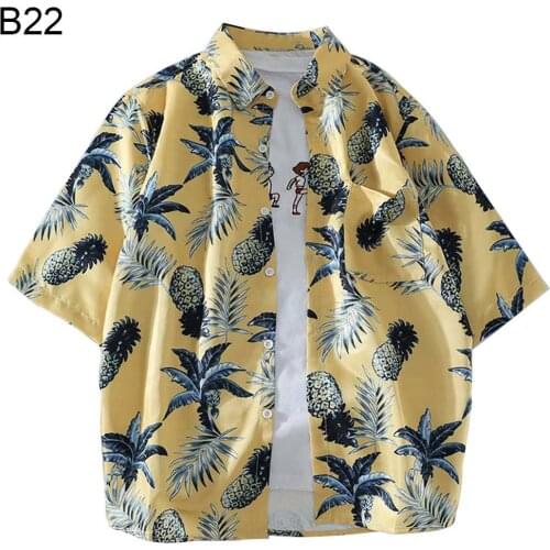 Men shirts Summer Beach Loose Shirt Floral Print Turn Down Collar Half Sleeve Loose Plus Size Top Summer Beach wear 2021