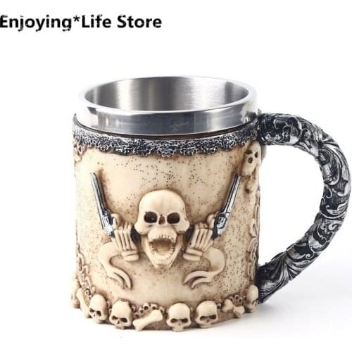 Coffee Mug Resin Skull Stainless Steel Mug Beer Mug Home Decoration Travel Mug Coffee