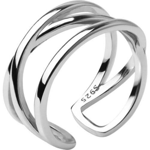 925 Sterling Silver Rings for Women Couples Creative Jewelry Vintage Handmade Cross Winding Ring Party Accessories Gift