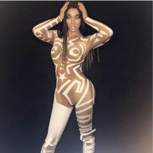 Sexy Rhinestones Rompers Jumpsuit Womens Outfit Photo Shoot Dance Bodysuit Nightclub Costume Female Singer Dance Leotard Wear