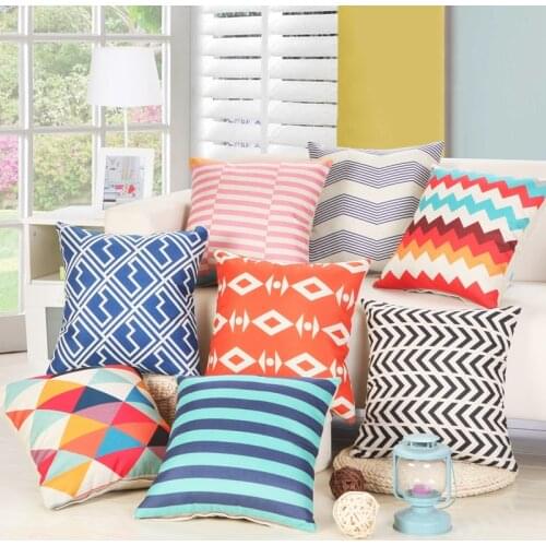 Colorful geometry series Cushion Cover Linen Cotton Simple Style Home Decor pillow case 45x45cm pillow cover