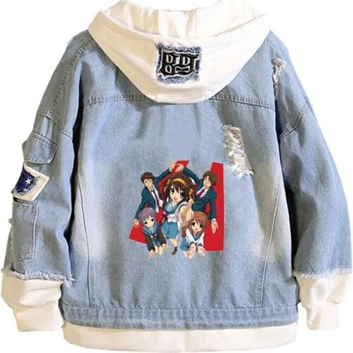 Anime High School DxD Coat Teens cowboy Cosplay Jacket Men Women Casual Denim Hooded Loose coat Cartoon Hooded