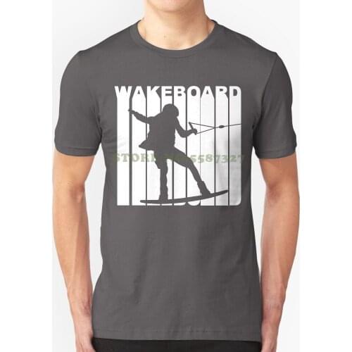 Men 2021 Brand Clothing Tees Casual Retro 1970s Style Wakeboarder Silhouette Wakeboard T-shirt