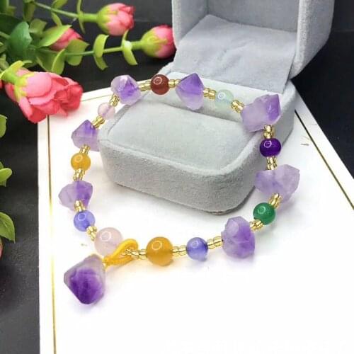 CHENFAN Natural Female Bracelet DIY Rough Stone Shaped Irregular Purple Bracelet for women jewelry for women prsent
