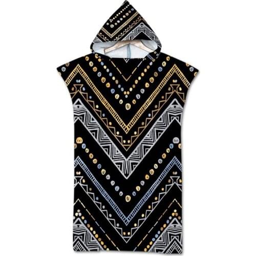 Wearable Hooded Towel Adults Cloak Beach Towel Poncho Geometric Printed Microfiber Swimming Bath Towels Bathrobe Beachwear havlu