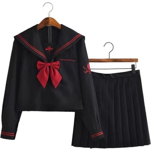 New School Uniforms Japanese Dark Devil Bad Junior Design Long Sleeve Autumn Winter Collage Student Sailors Uniforms Jk Cosplay