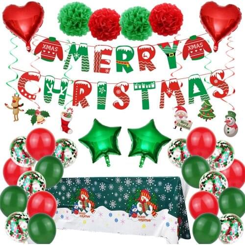 New christmas snowflake flag pulling party supplies tablecloth balloon Christmas New Year decoration supplies christmas ornament