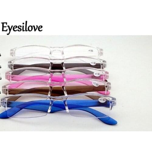 Eyesilove women men transparent reading glasses rimless reading eyeglasses Unbreakable Presbyopic +100 +150 +200 +250 +300 +350