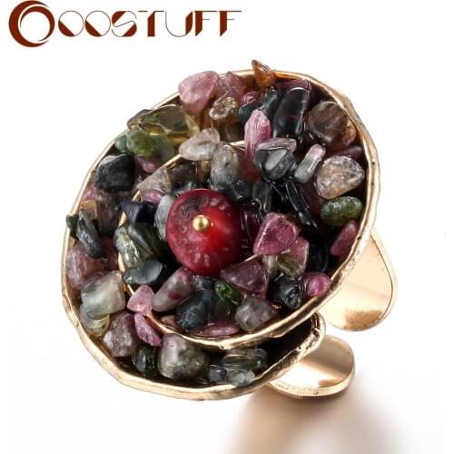 Wholesale Rings Jewelry For Women Fashion Statement Conch Ring Coral Stone Gold Color Resizable Ring anillos mujer Accessories
