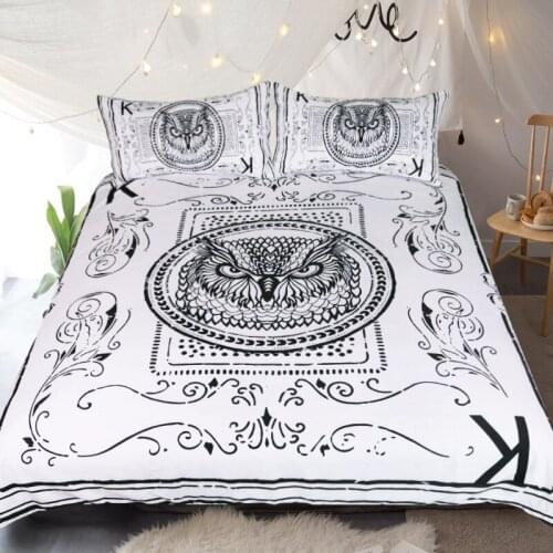 3D Printed Owl High Quality Quilt Cover with 2 Pillowcase Fashion Bedding 3 Piece Set 3D Printing Available Size Bed Duvet Cover