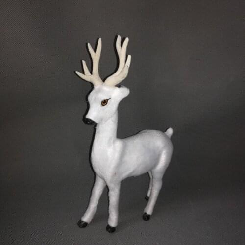 Real life toy 26x18cm male sika deer model polyethylene&furs white deer model home decoration props ,model gift h0854