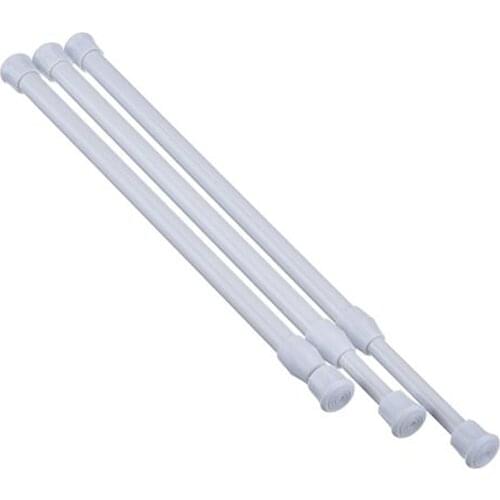 Bathroom Adjustable Curtain Rod Spring Loaded Extendable Telescopic Net Voile Tension Curtain Rail Pole Rod 1pc