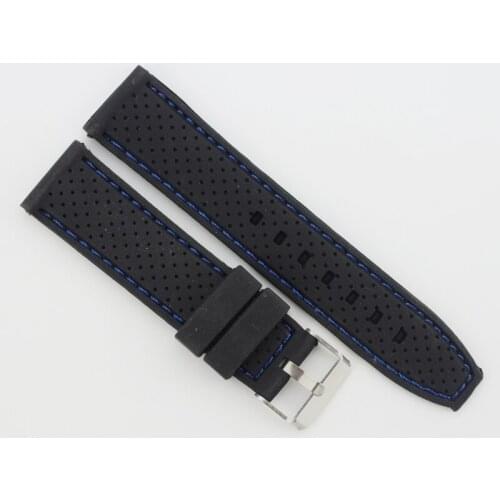 Watch accessories Watchbands 22 24mm New Silicone Rubber Watch Strap Band Stainless Steel Buckle Waterproof Black band