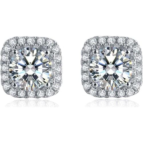 BOEYCJR 925 Classic Silver 0.5ct F color Moissanite VVS Fine Jewelry Diamond Stud Earring With certificate for Women Gift