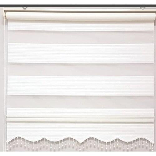 Roller Blind; Pleats Beaded Zebra White 90x200 cm