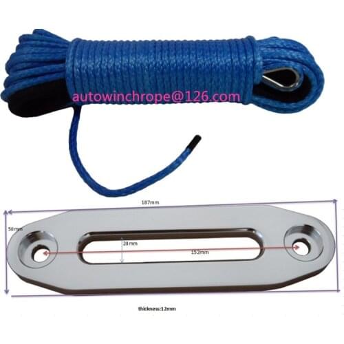 Blue 6mm*30m Synthetic Rope add 4500lbs Aluminum Hawse Fairlead,Off Road Rope,Boat Winch Rope,Replacement Winch Cable