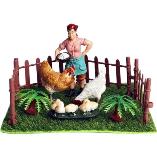 Fairy Garden Miniature Farm Dollhouse Chickens & Breeders Micro-landscape