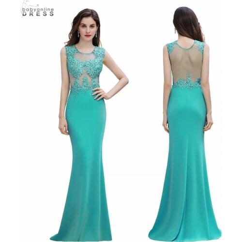 Sexy Illusion Back Lace Long Evening Dress 2021 Mermaid Malachite Green Turquoise Wedding Event Dress robe de soirée de mariage