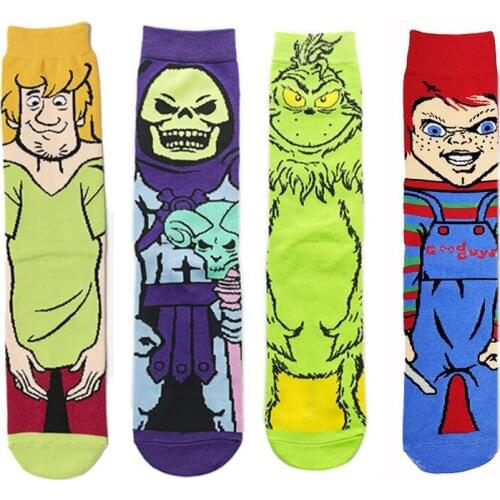 SP1306 1 Pair Horror Movie Character Print Skateboard Socks Funny Cartoon Anime Cute Animal Novelty Socks Happy Socks
