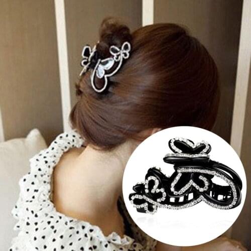Rhinestone Large Butterfly Hair Claws for Women Female Black/Brown Color Acrylic Hair Clips Hair Styling Accessories Headwear