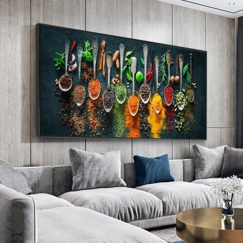 Kitchen wall decoration with herbs and spices cooking canvas art posters and prints painting art pictures decorative paintings