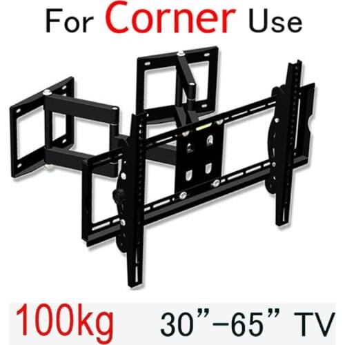 Universal 30"-65"80kg 600x400 heavy duty swing arm tv bracket lcd wall holder corner mounted retractable LCD full motion 6 arm