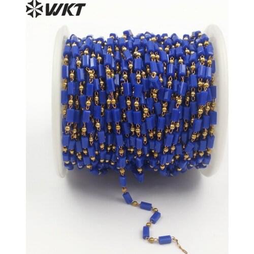 WT-RBC073 Stylish Jewelry Beads Chain Light Purple Color Crystal & Smoothly Metal Beads Rosary Chain Without Gold Metal Plated